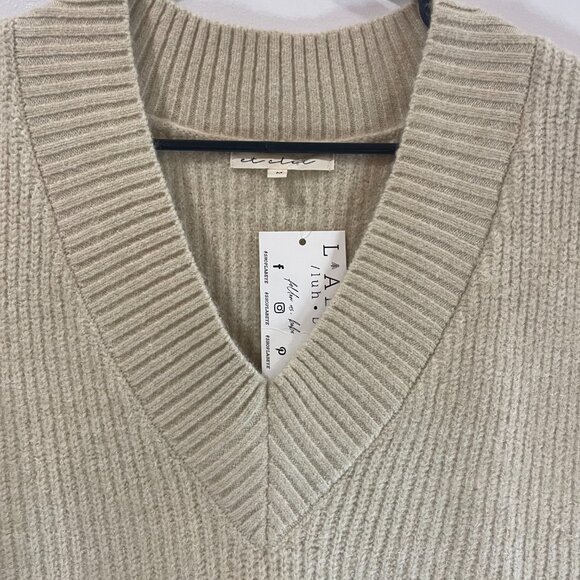 Et Clet Oatmeal Chunky V Neck High Low Knit Sweater Vest Size M NWT Retail $200 - Picture 4 of 7